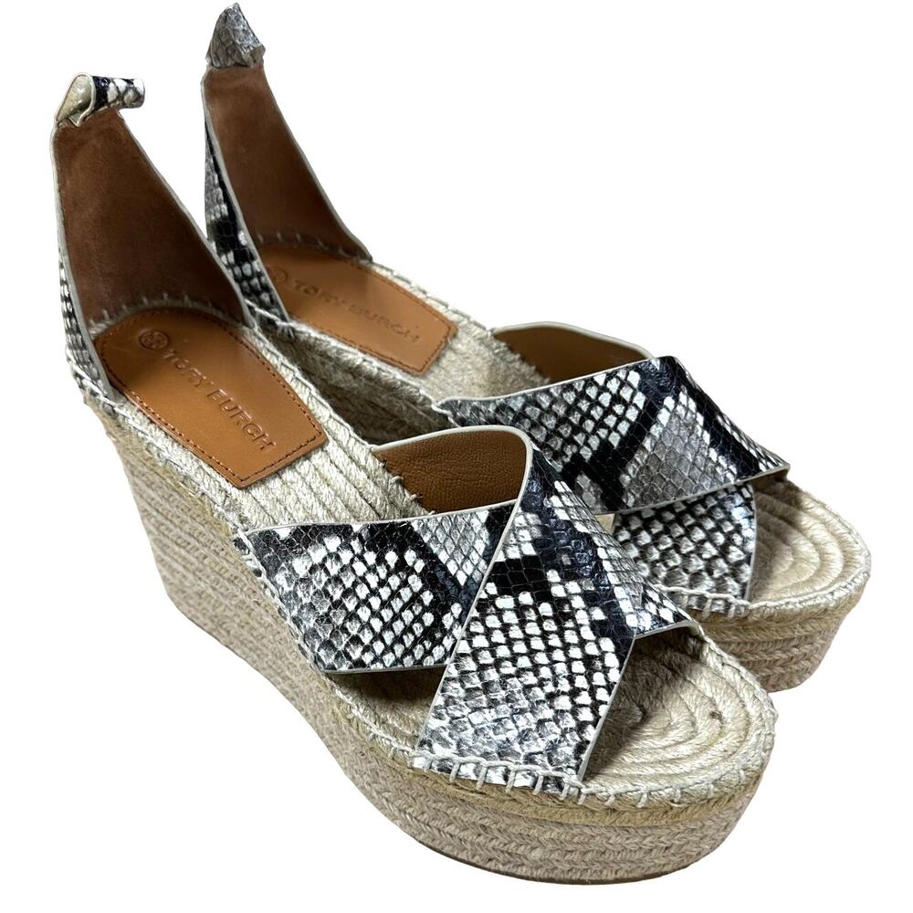 Tory Burch Shelby Snakeskin Embossed Leather Espadrille *MISSING STRAPS* Sz 6